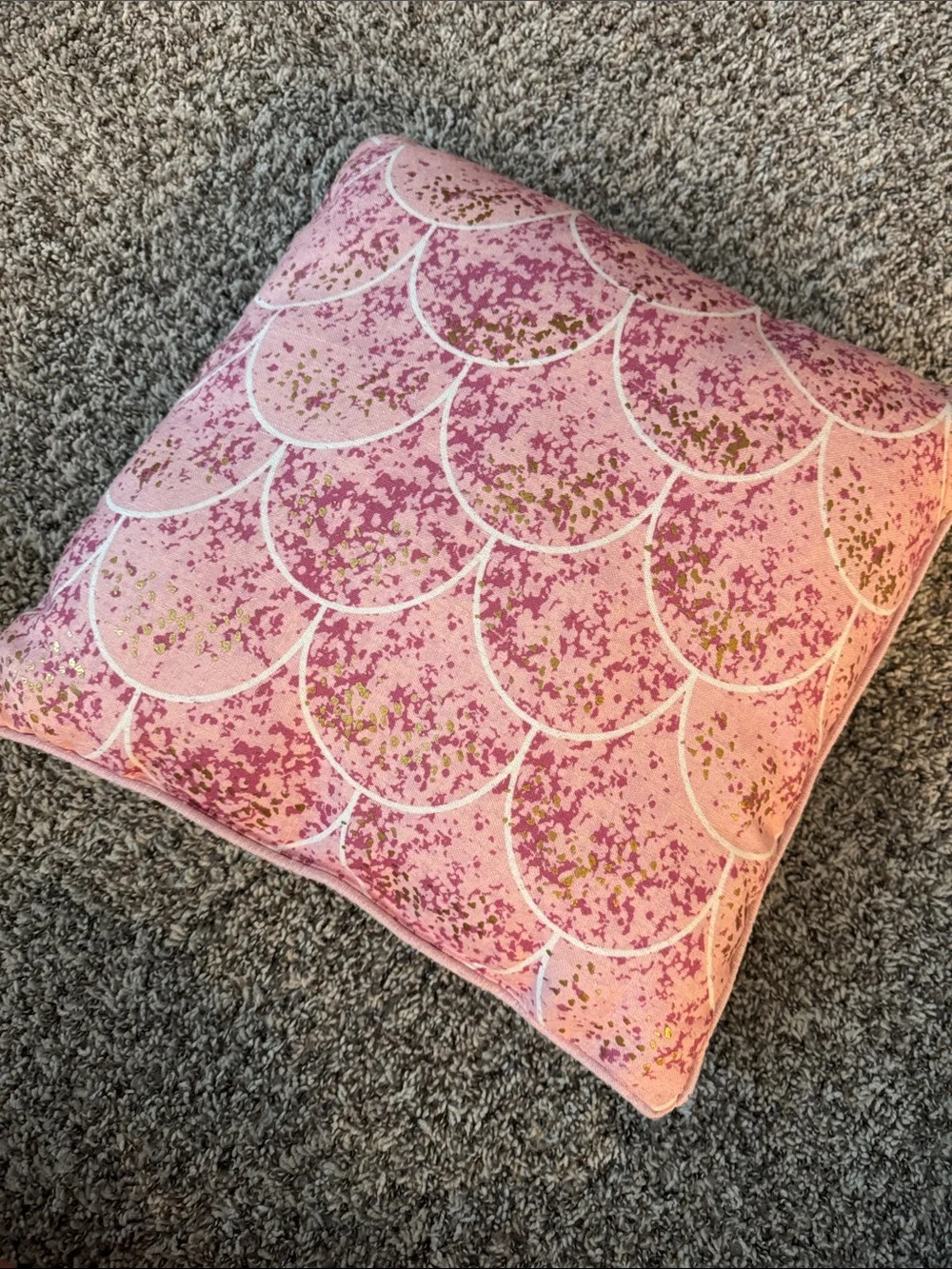 A Mermaid Sleeps Here Decorative Throw Pillow - Pink & Gold